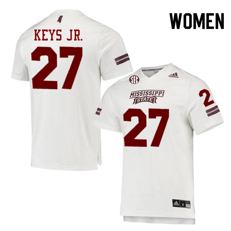 Women #27 Chris Keys Jr. Mississippi State Bulldogs College Football Jerseys Stitched-White